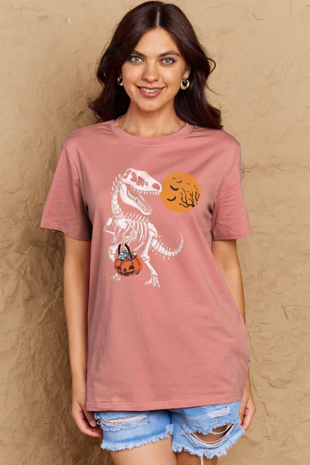 Simply Love Full Size Dinosaur Skeleton Graphic Cotton T-Shirt