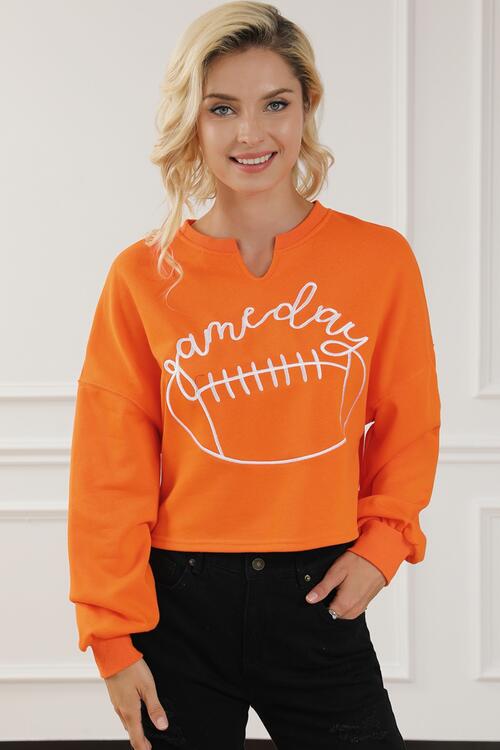 GAME DAY Ball Graphic Notched Sweatshirt