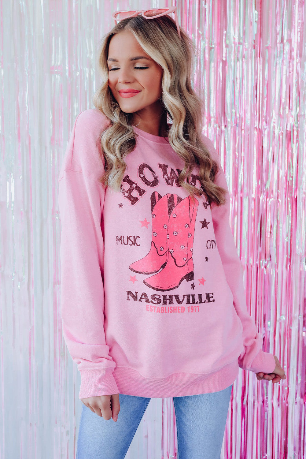 Cowboy Boots Graphic Dropped Shoulder Sweatshirt